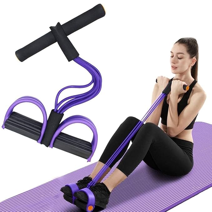 Latex Sit-Up Pull Rope: Elastic Foot Pedal Exerciser for Home Gym