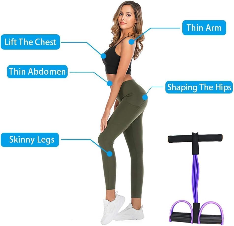 Latex Sit-Up Pull Rope: Elastic Foot Pedal Exerciser for Home Gym