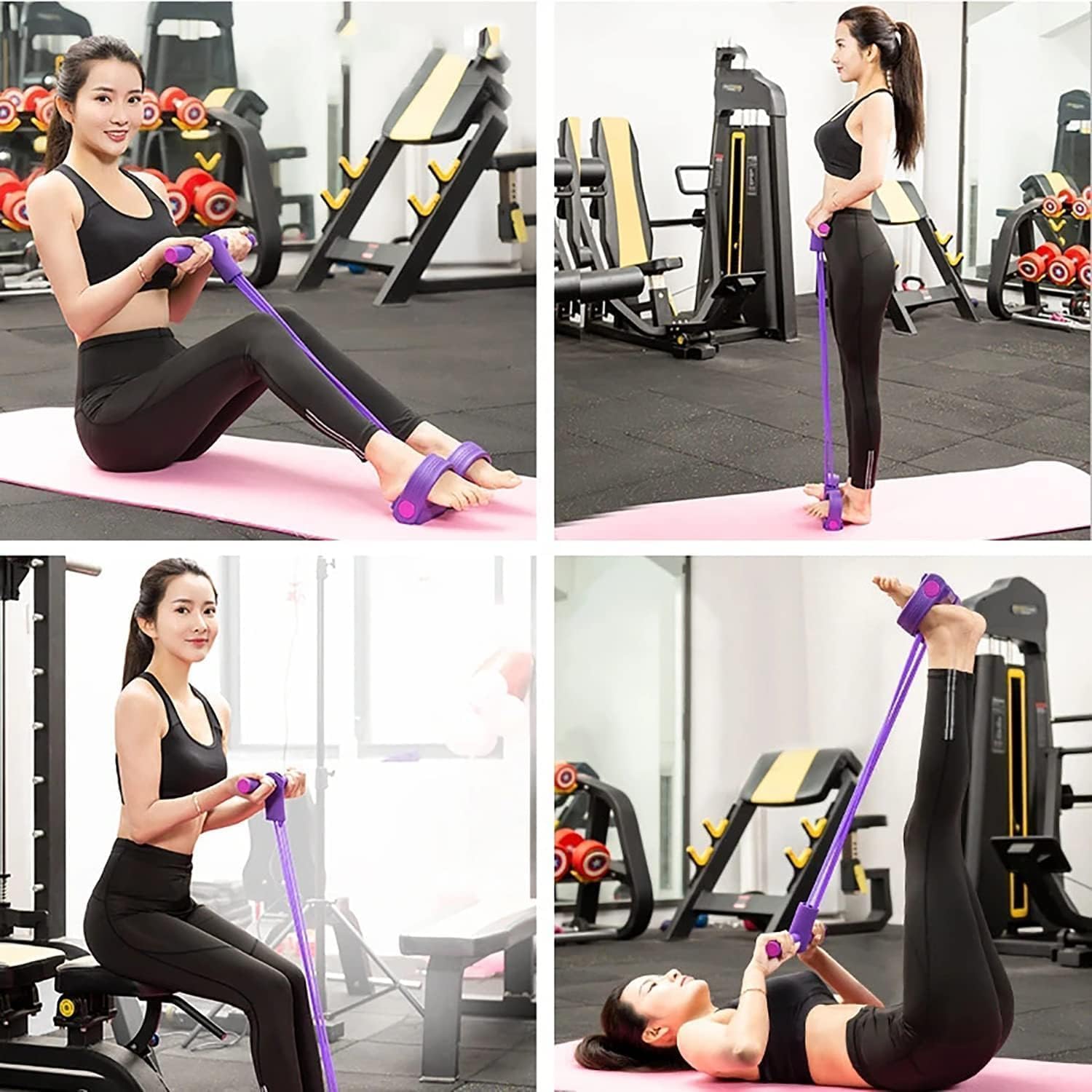 Latex Sit-Up Pull Rope: Elastic Foot Pedal Exerciser for Home Gym