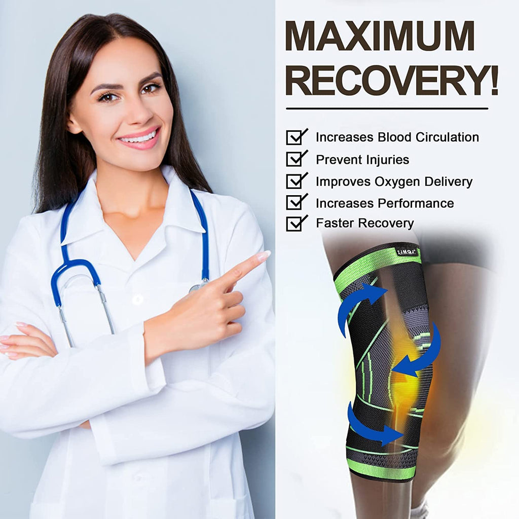 Pro-Compression Knee Sleeves with Adjustable Straps (Pack of 2)