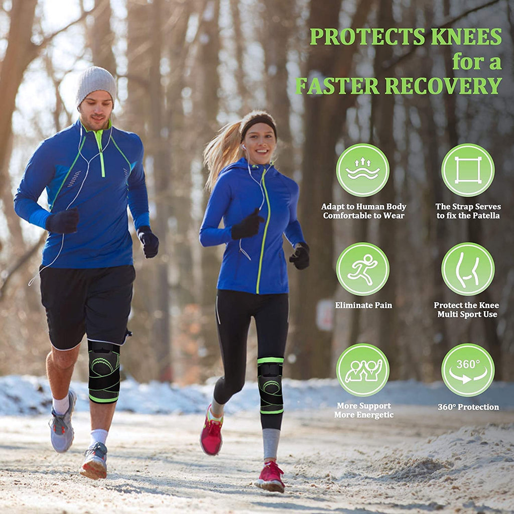 Pro-Compression Knee Sleeves with Adjustable Straps (Pack of 2)