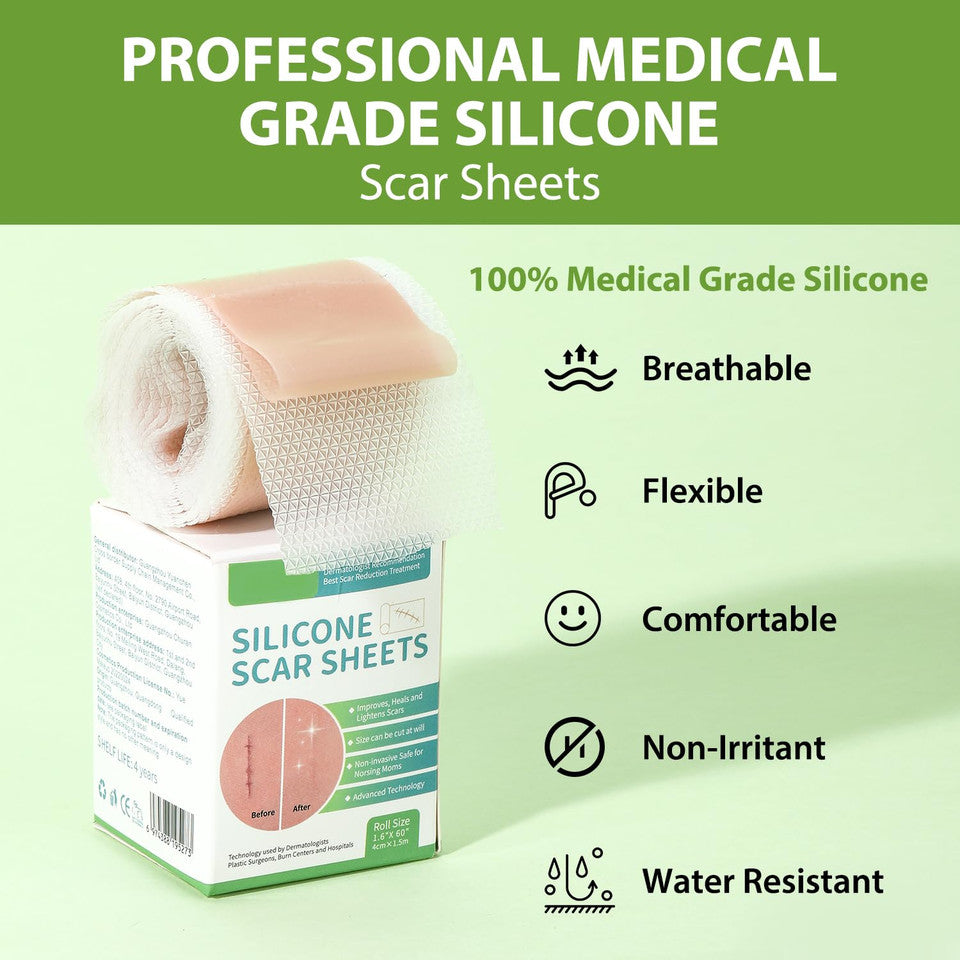 Medical Grade Silicone Scar Tape – Advanced Repair Roll (1.6" x 60")